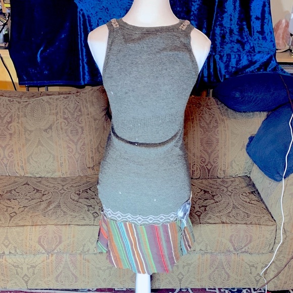 Fairy Grunge Wool BOHO Multicolor Knit Mni Dress Tunic Layering Warm Fall Medium - Picture 4 of 12